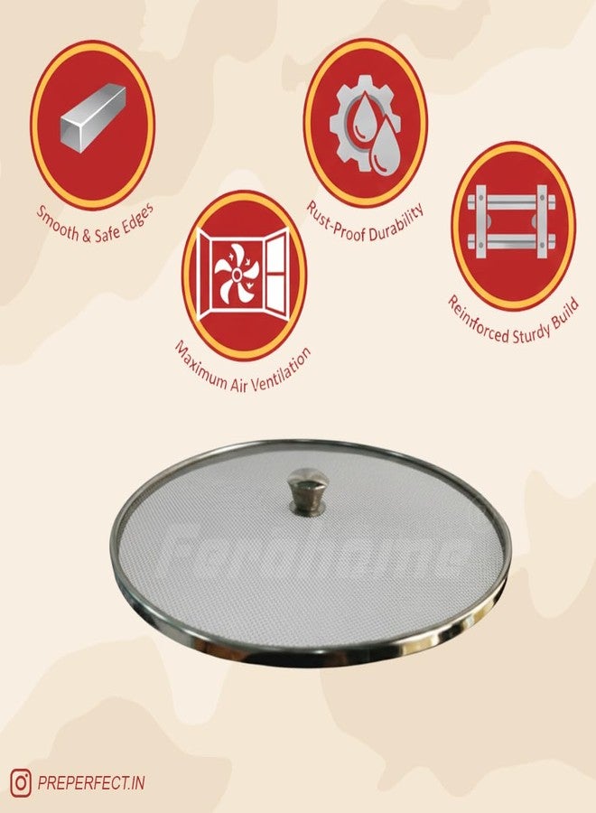 Ferohome Set of 5 Stainless Steel Net Cover Jali/Lid/Topa | Fly Proof Food Cover for Plates, Bowls & Serving Dishes | Rust Free Kitchen Food Protector| Suitable For Pots Pan Kadhai Bowls (Set of 5) - Image 4